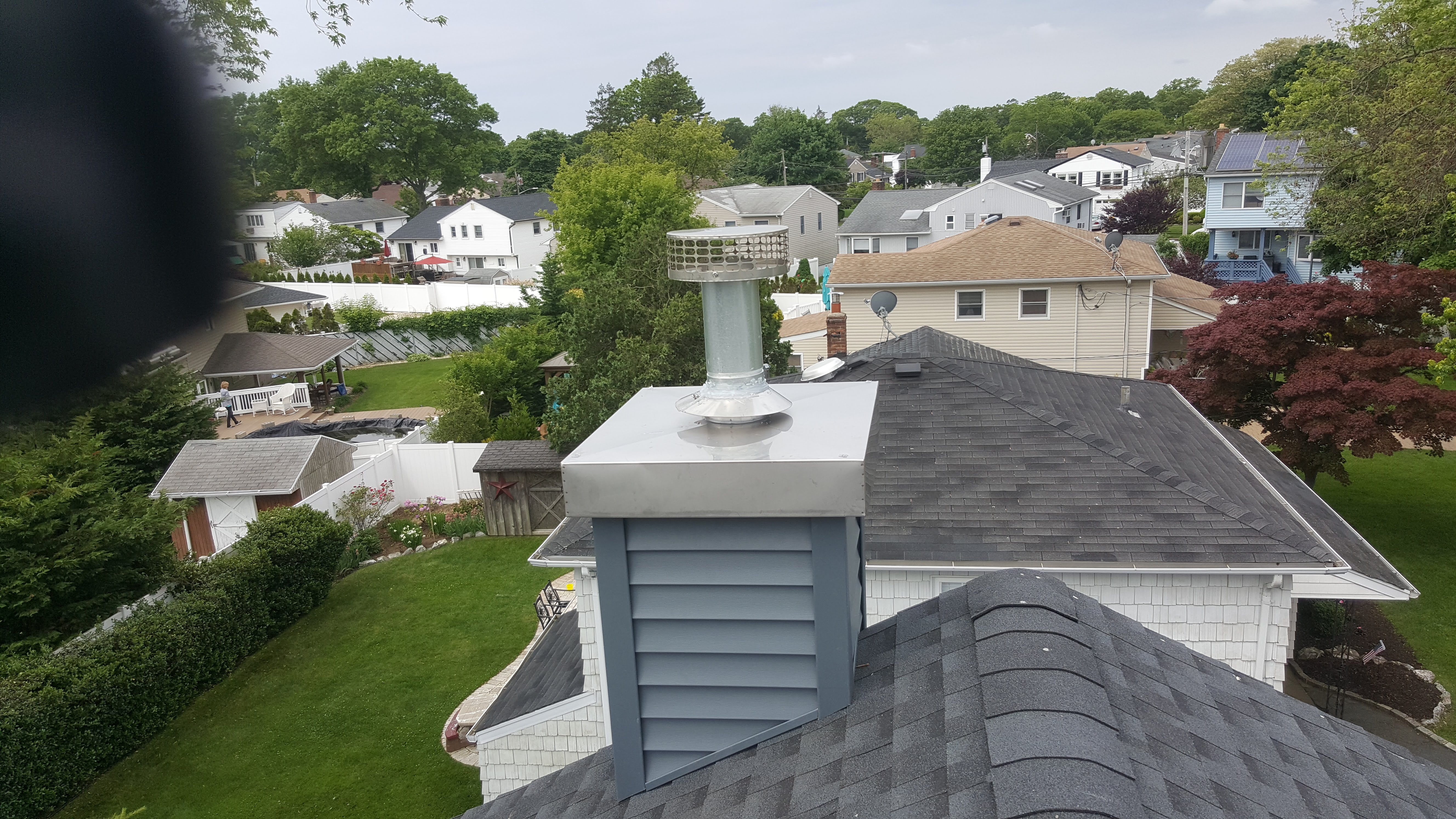 Complete chimney crown rebuild and waterproofing in Commack, New York